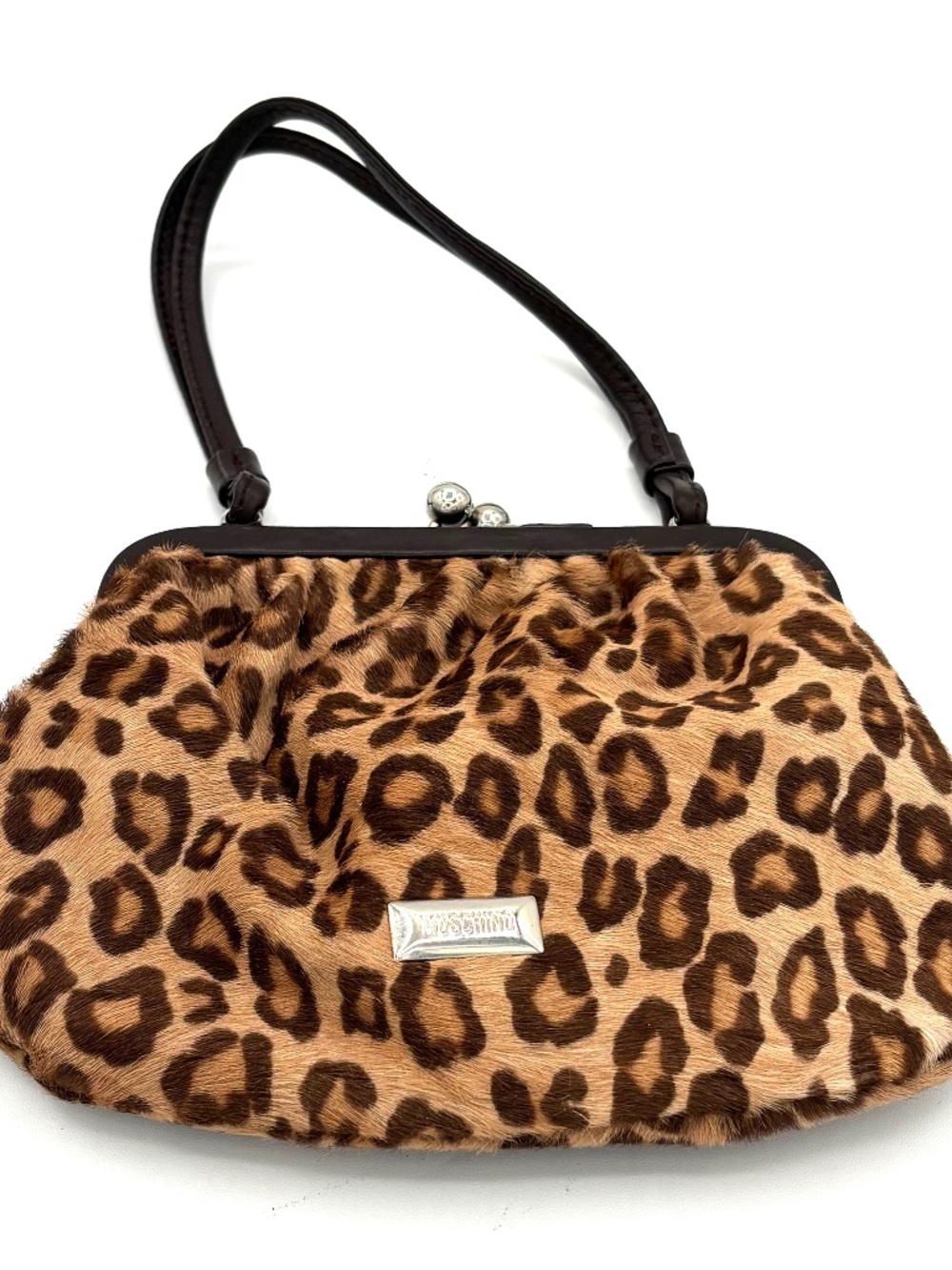 Vintage Moschino Mini Leopard Print Fur Purse
